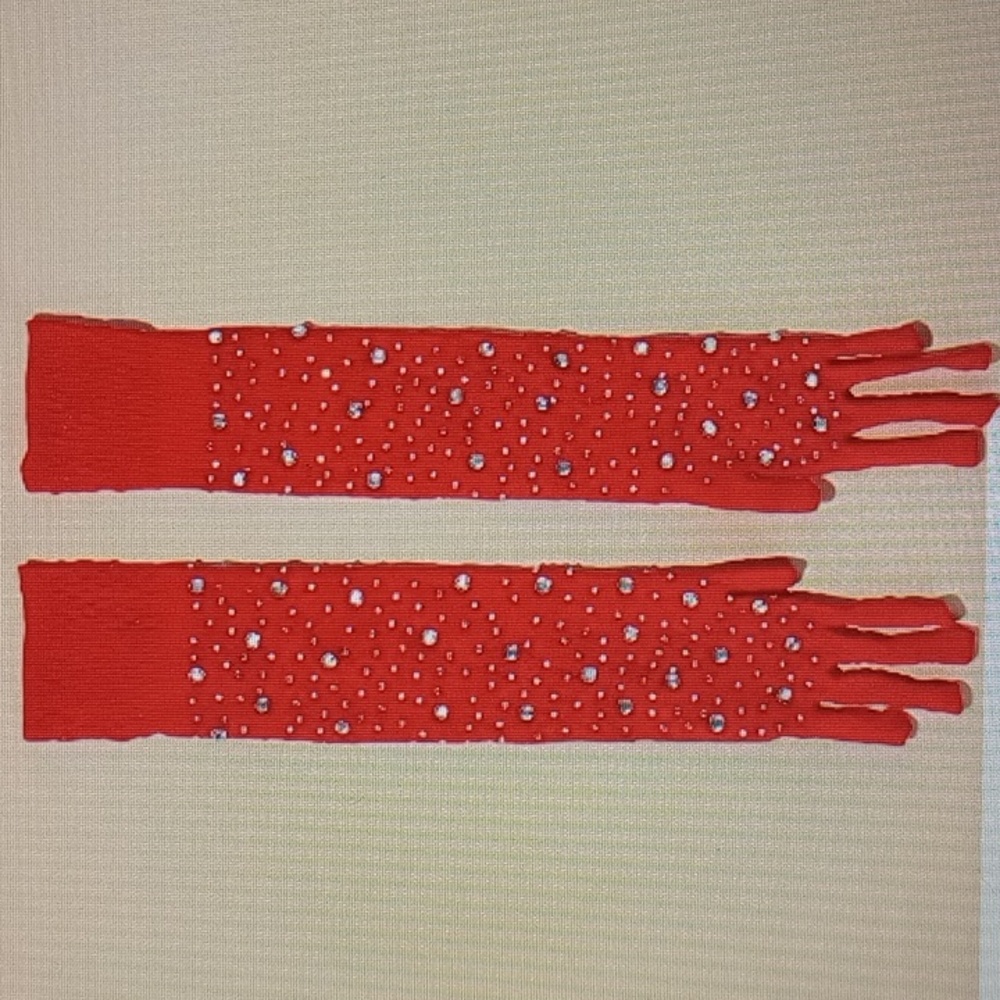 Fishnets Gloves Inlaid Rhinestones - Picture 3 of 3
